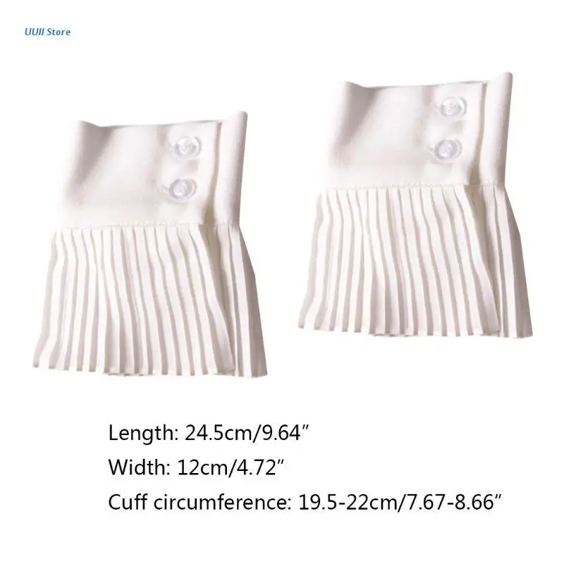 

Female Pleated Flared Fake Sleeve Chiffon Ruffled Wrinkled Horn Cuffs Warmers