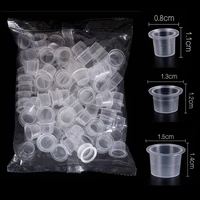 100 pcslot plastic permanent makeup clear clear sm size tattoo ink cups with base pigment caps tattoo accessories 1 31 2cm