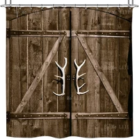 Rustic Barn Door Series Farmhouse Wooden Vintage Triangle Plank Country Woodland Western Brown Garage Shower Curtain