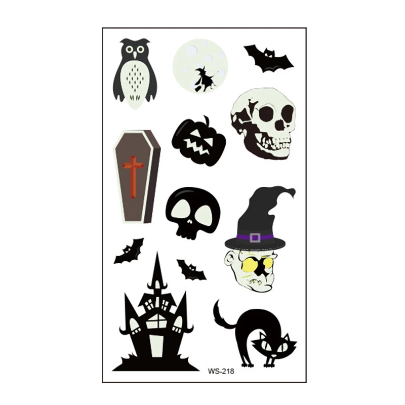 

Halloween Luminous Temporary Tattoo Stickers Ghost Glow in the dark Tattoo Fake Tattoo Waterproof Temporary Tattoo Body Stickers