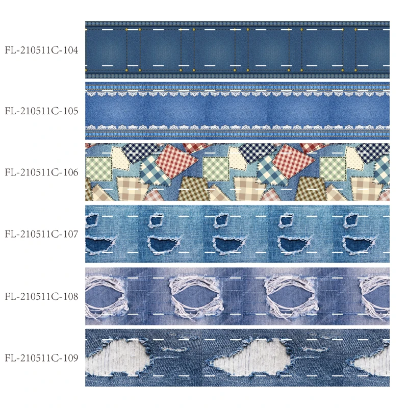 

Jeans and Lace Plaid Pattern Printed Grosgrain Ribbon 25mm 38mm Liston 10yards for DIY Bow Holiday Craft Decoration Material