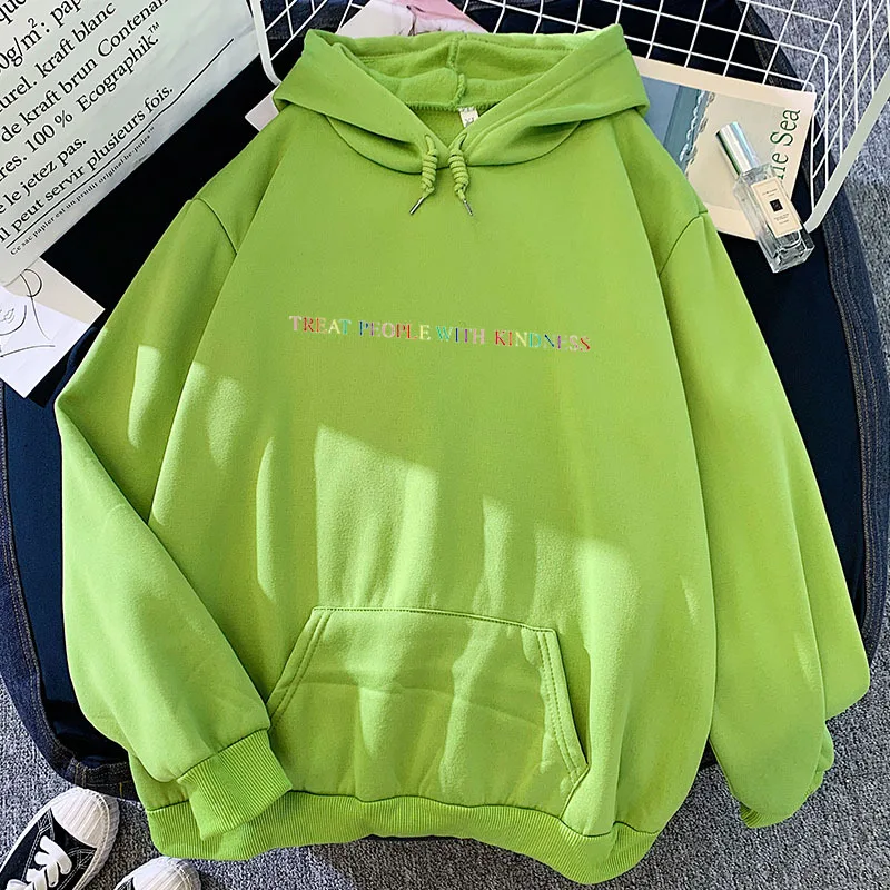 

Letter TREAT PEOPLE WITH KINDNESS Women's Hoodie stitch Candy Sweatshirts vogue Printed Pullovers Hooded Corps top Autumn NEW