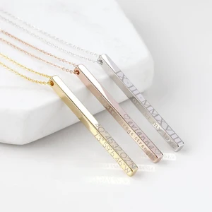 Четырехсторонний резной кулон с символом забавного имени, индивидуальное квадратное ожерелье, очаровательное мужское ожерелье, Золотая цепочка, бижутерия в подарок на Рождество для женщин