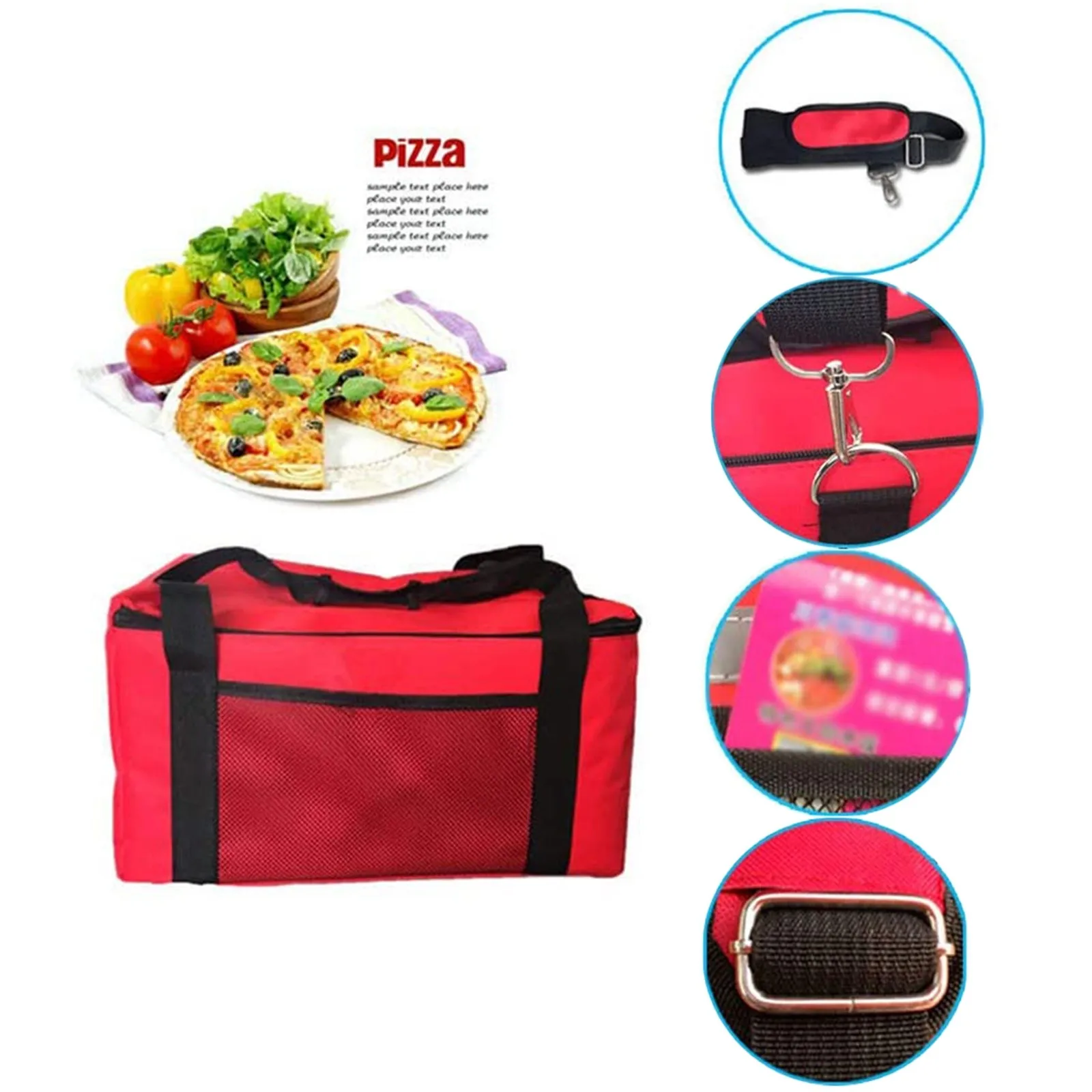

Pizza Bag Extra Large Thermal Insulation Winter Meal Delivery Free Red Pizza cooler bag
