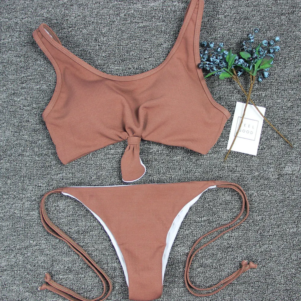 

Female Sexy Bandage Push Up Bikini Swimsuit Chest Knot Bikini Summer Beach Travel