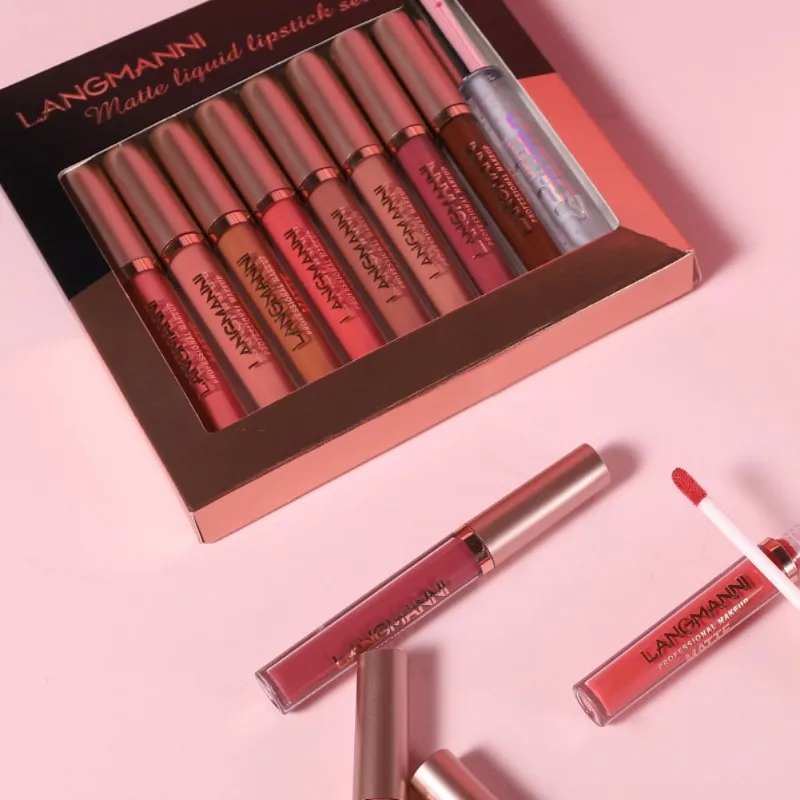 

8 Colors Liquid Lipstick Waterproof Long Lasting Lip Gloss Lint Mask Makeup Tattoo Lipgloss Lipsticks Cosmetic
