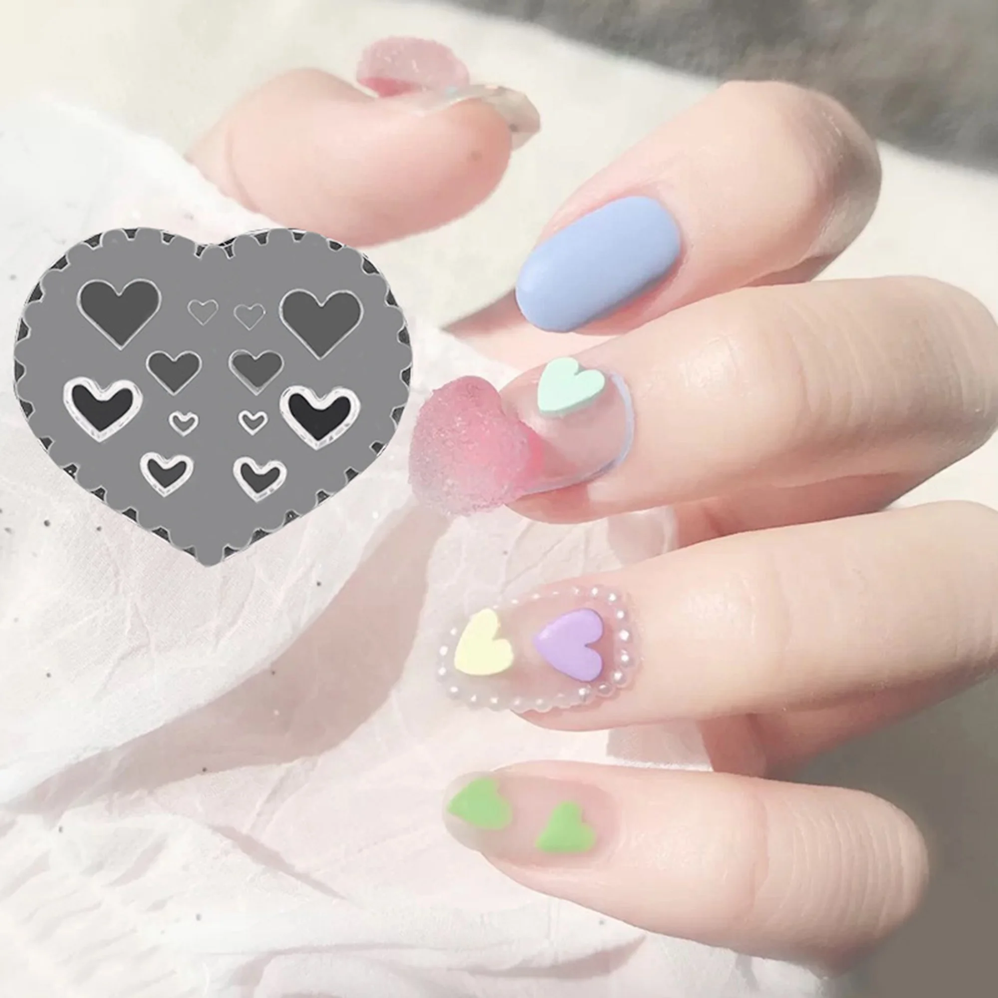 

New Nail Art Candy Heart Shaped Jelly 3d Carved Mold Silicone Mold