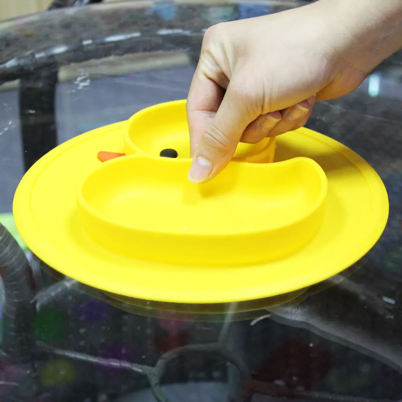 Детские Силиконовые обеденные тарелки милый мультфильм утка малыш ребенок