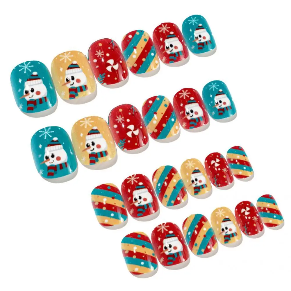 

Wearable Portable Christmas Snow Deer Pattern Press On Fake Nails for Manicure