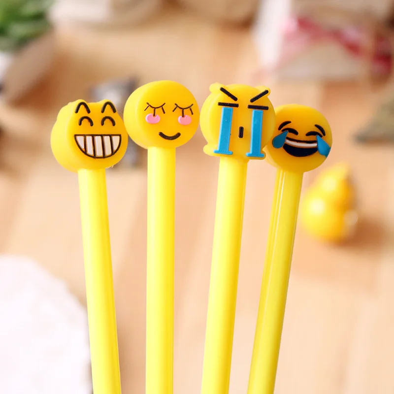 

1pc Random Creative Smiley Expression Gel Pen Black Ink Pen Signature Pen Student Stationery Office Writing Gel Ink Pen