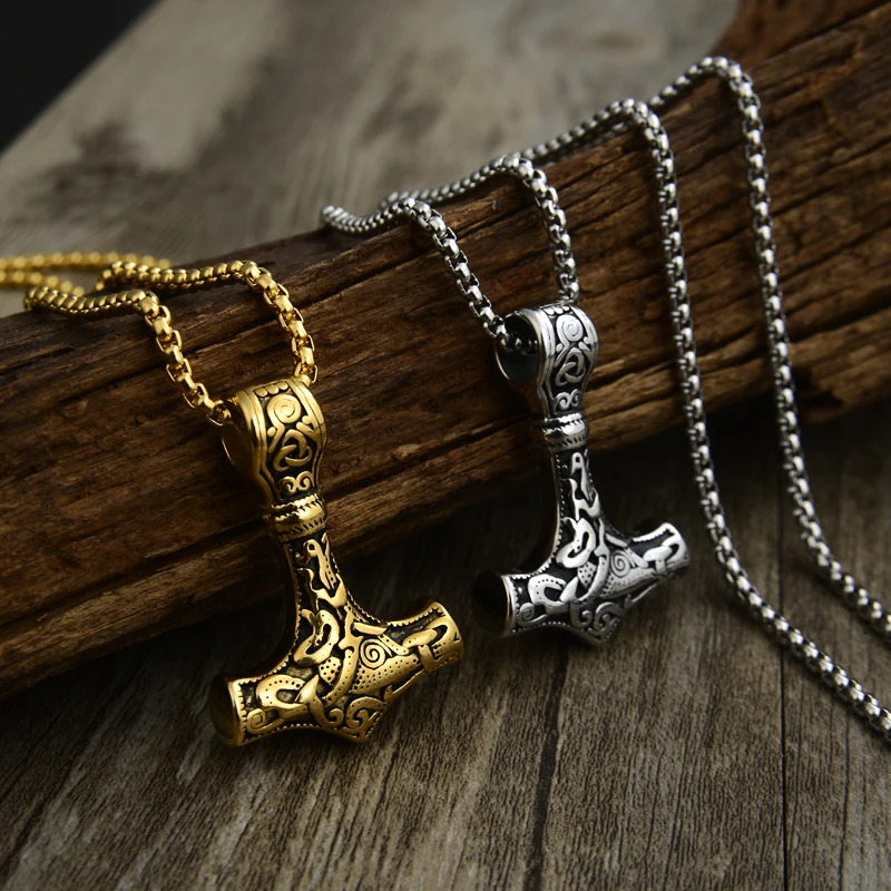 Valily Men's Thor's Hammer Mjolnir Necklace Multiple Stainless Steel Norse Amulet Pendant Slavic Talisman Jewelry | Украшения и