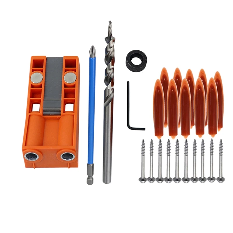 

1 Set New Jig R3 Pocket Hole Jig Kit Pocket Hole Wood Joinery Step Drill Bit Woodworking Inclined Hole Locato