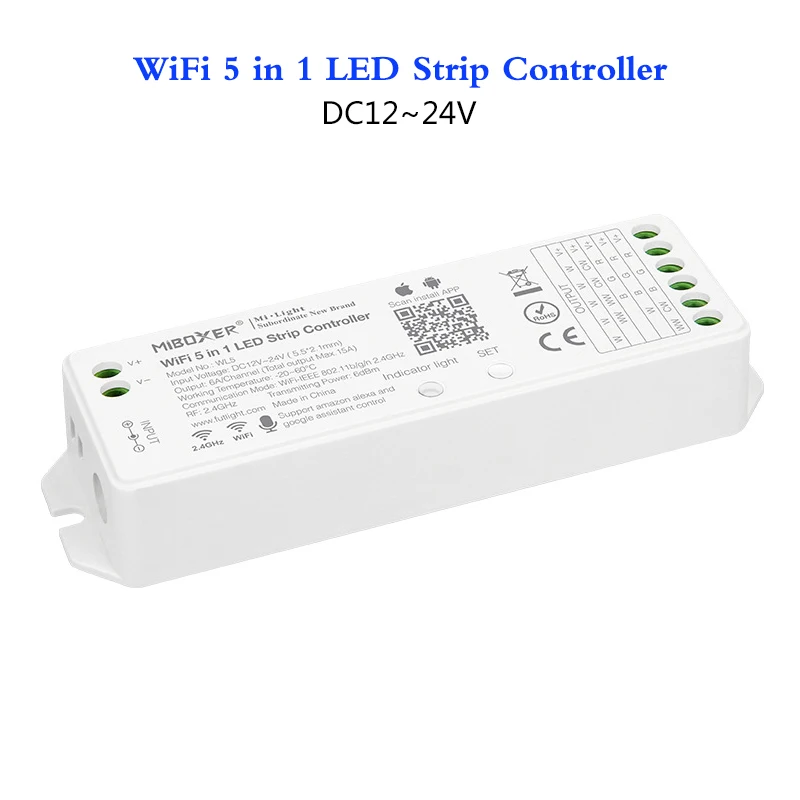 WL5 (YL5 обновленная версия) WiFi 5 в 1 светильник с контроллером DC12V 24V 2 4G диммер для
