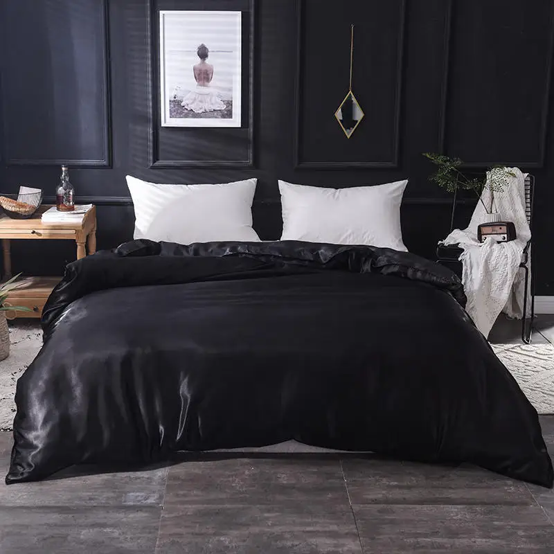 

1 pc Quilt Cover Black Color PLA Cool Fiber Comforter Cover Ice Cool Duvet Cover Queen Size Bedclothes housse de couette 220x240