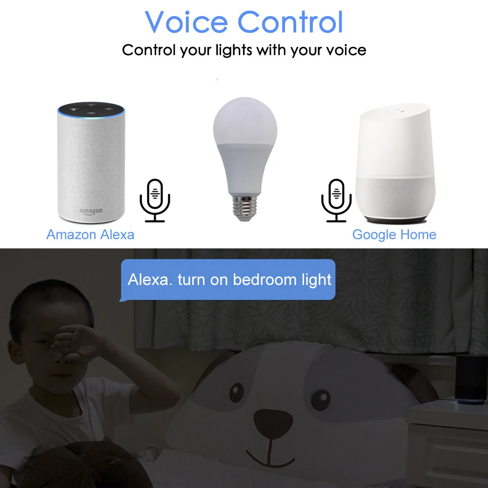Умная лампа RGB с Wi-Fi голосовым управлением работает Tuya Smart Life Alexa Google IFTTT E27 RGBW 90-250 В 2