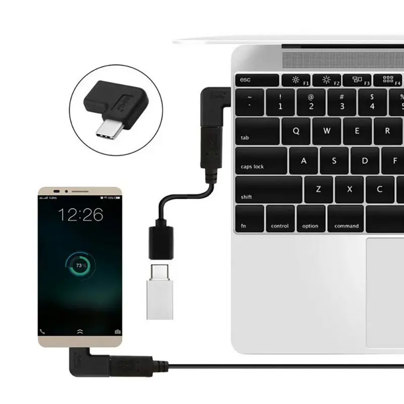 Переходник Mini USB 3 1 Type-C папа-USB мама 90 градусов прямоугольный конвертер для