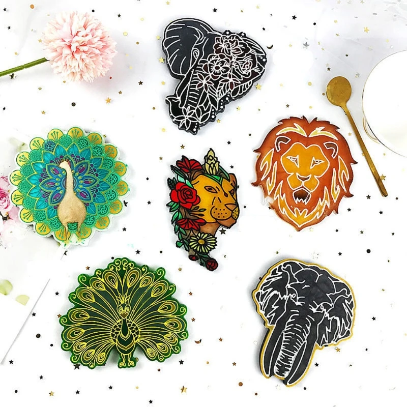 

3 шт./компл. силиконовая форма для подставки в виде слона, павлина, льва