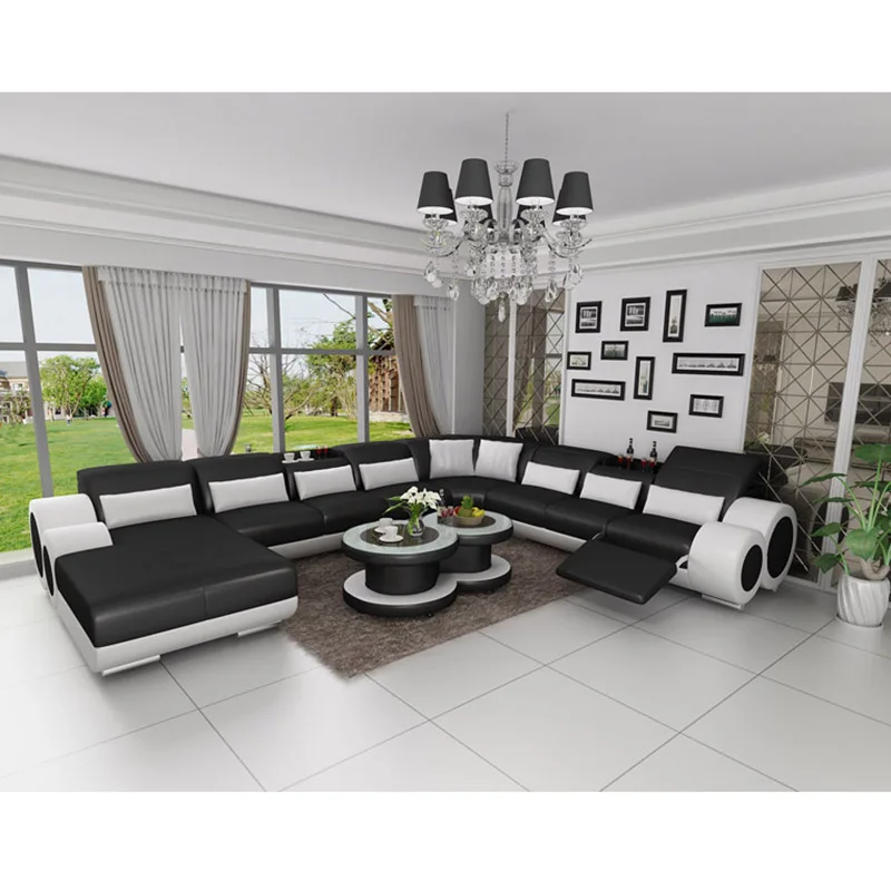 Диваны для гостиной диван-кровать из натуральной кожи L-образной формы с