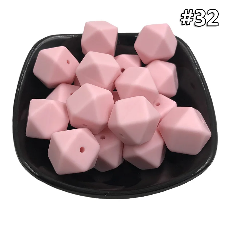 5PCS Beads 32 5 шт./компл. силиконовые шестигранные шарики 17 мм Силиконовые Шарики фитинг BPA бесплатно пищевого качества детские жевательные прорезыватели Прорезыватель Соска клип игрушка - Цвет: 5PCS Beads 32