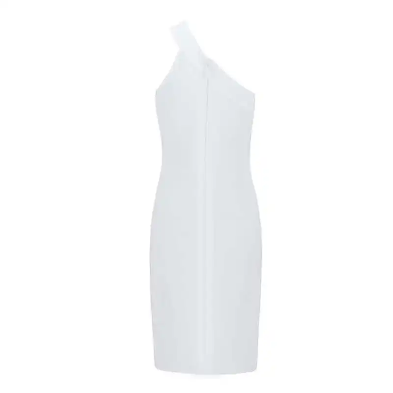 

2021 dress women's oblique shoulder hollow out sexy slit bandage skirt