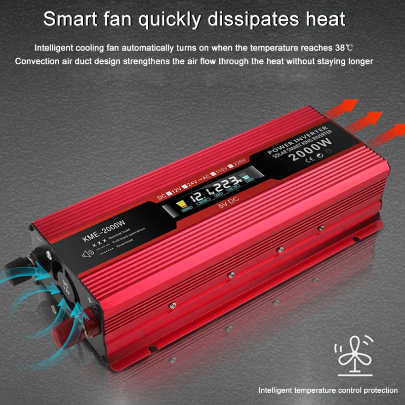 Умный автомобильный инвертор макс. 2000 Вт солнечный 12 В/24 В постоянного тока в 220