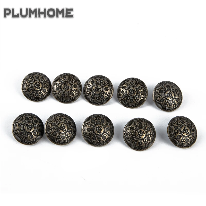 

10pcs Vintage Flower Carved Metal Buttons Retro Round Button Home DIY Handmand Sewing Supplies Accessories for Clothes Garments