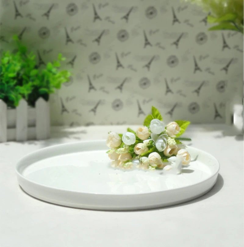 Плоская тарелка белая керамическая твердая искусственная десертная пицца