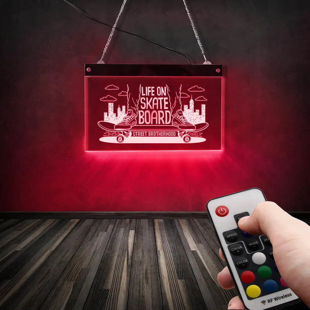 Жизнь на скейтборде спортивный светодиодный неоновый знак скейтеры домашний