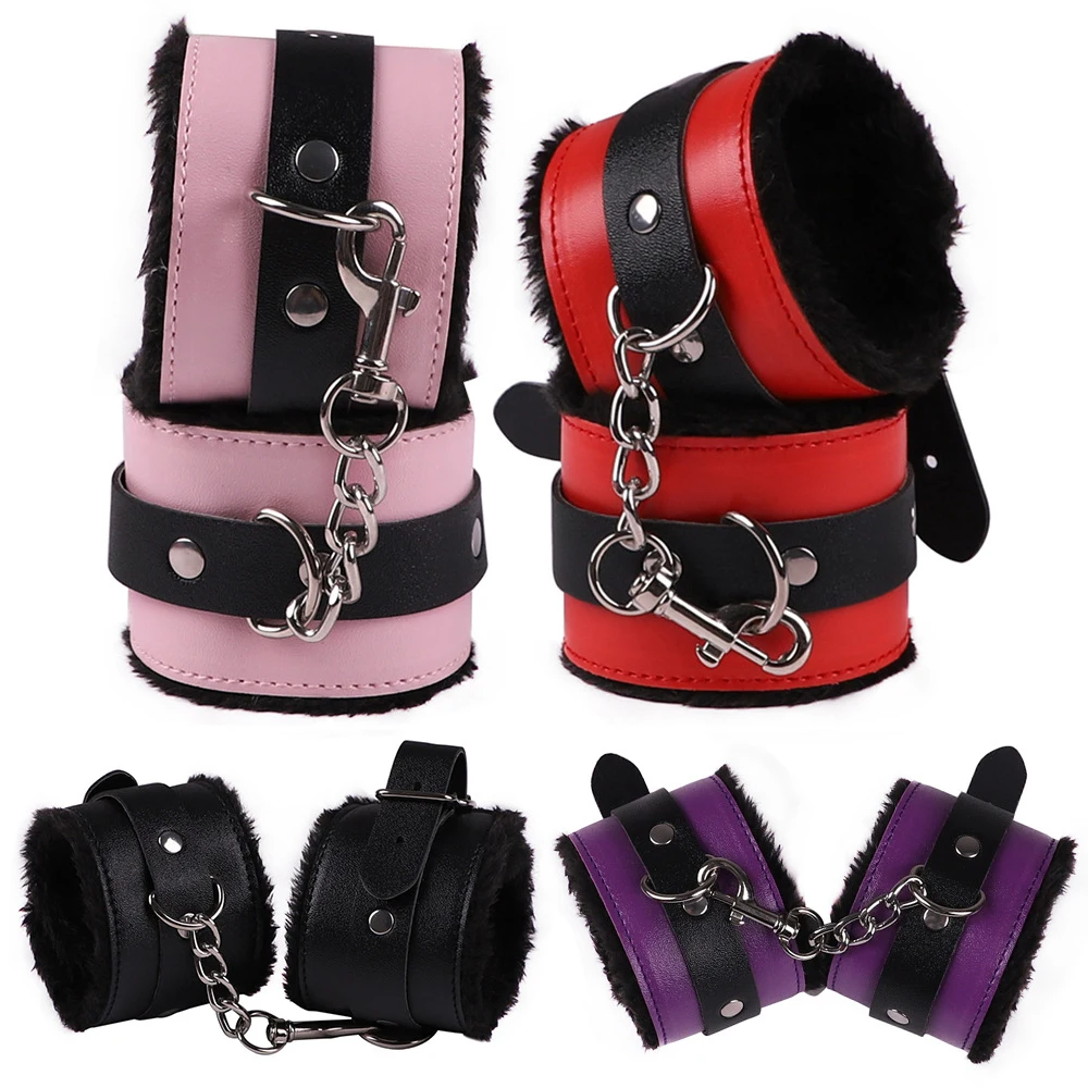 Из искусственной кожи эротические плюшевые наручники и лодыжки комплект