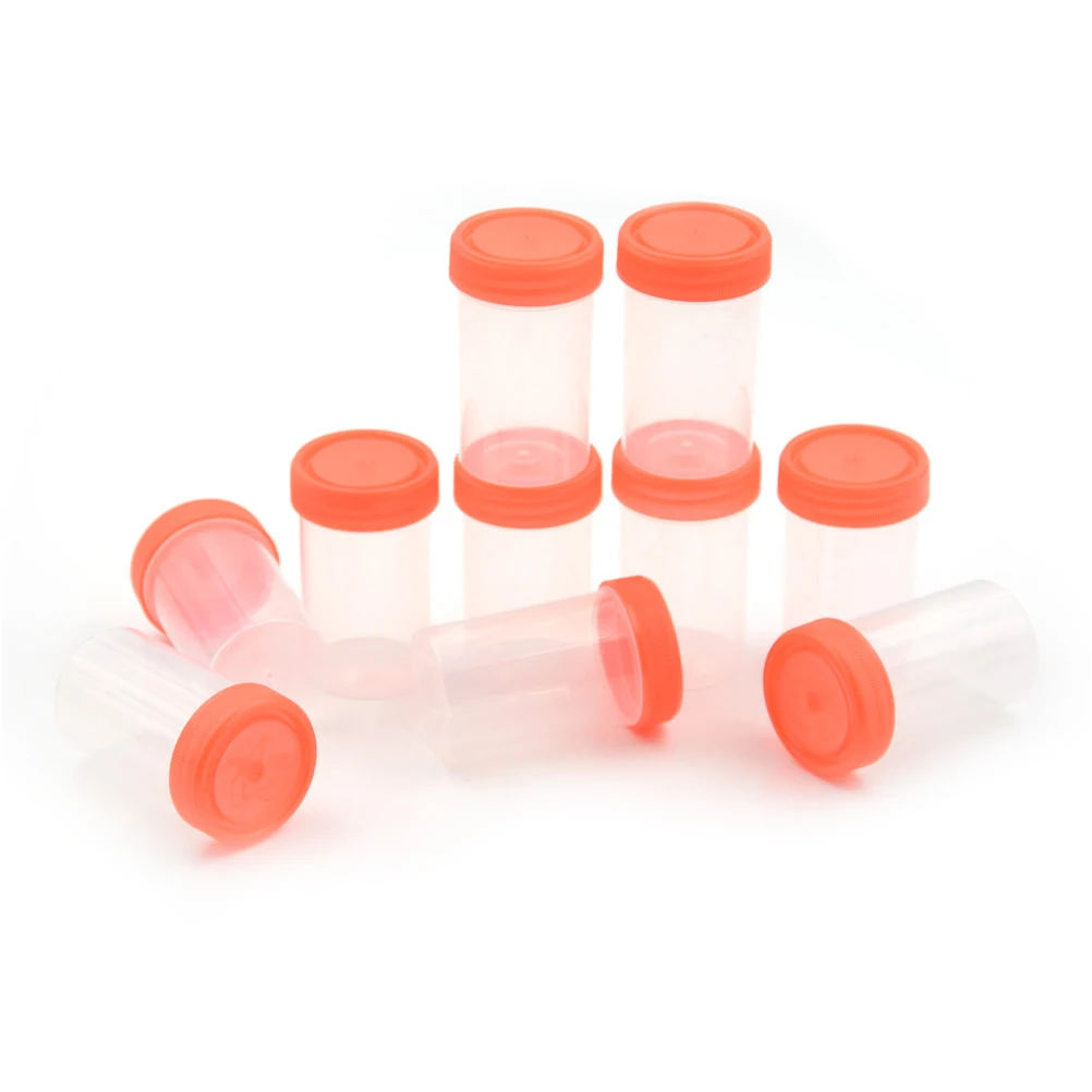 

Urine Container Specimen Cup Sample Bottle 60ml Vol, Molded Graduation Ml And Oz PP EO Sterile Red Cap Pack