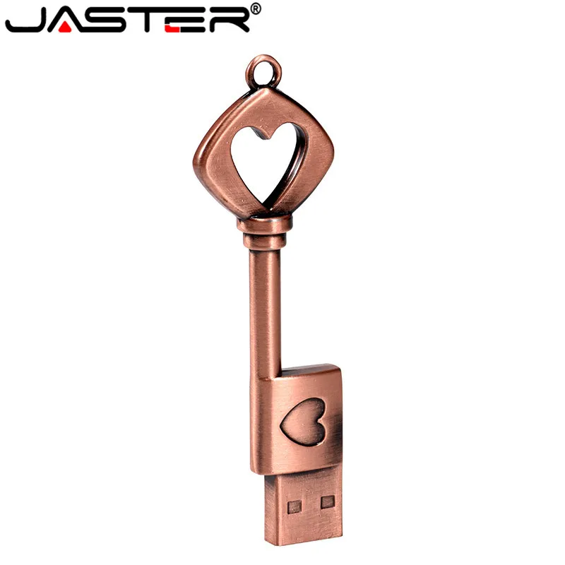 Usb флеш-накопитель JASTER медь в форме сердца 4 ГБ 16 32 64 металлические ключи карта