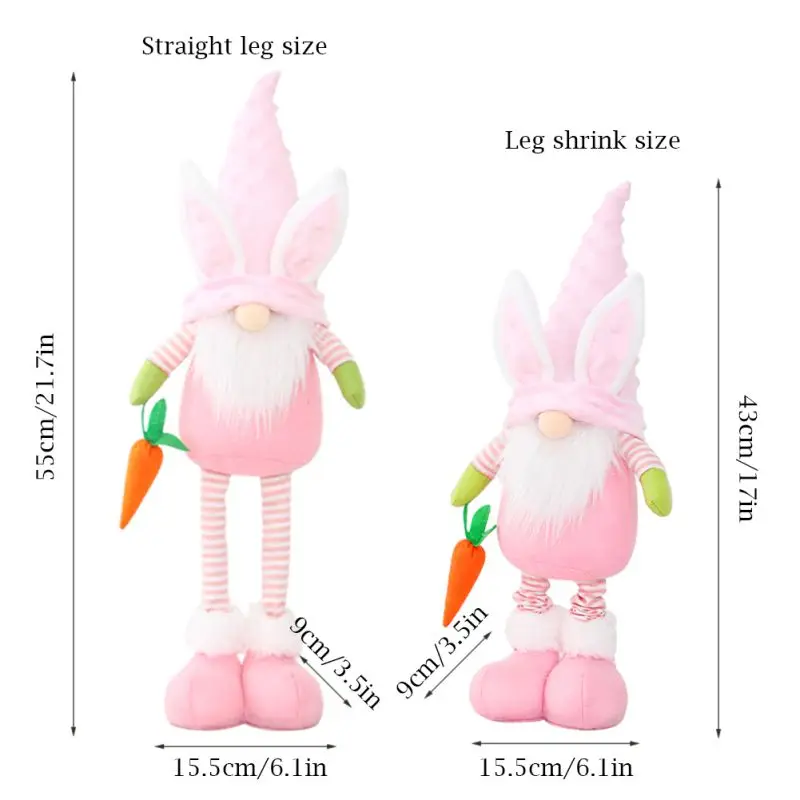 

Easter Stretchable Doll Holding Carrot Standing Posture Bunny Gnome Decoration Faceless Doll Plush Dwarf Home Party Decorations
