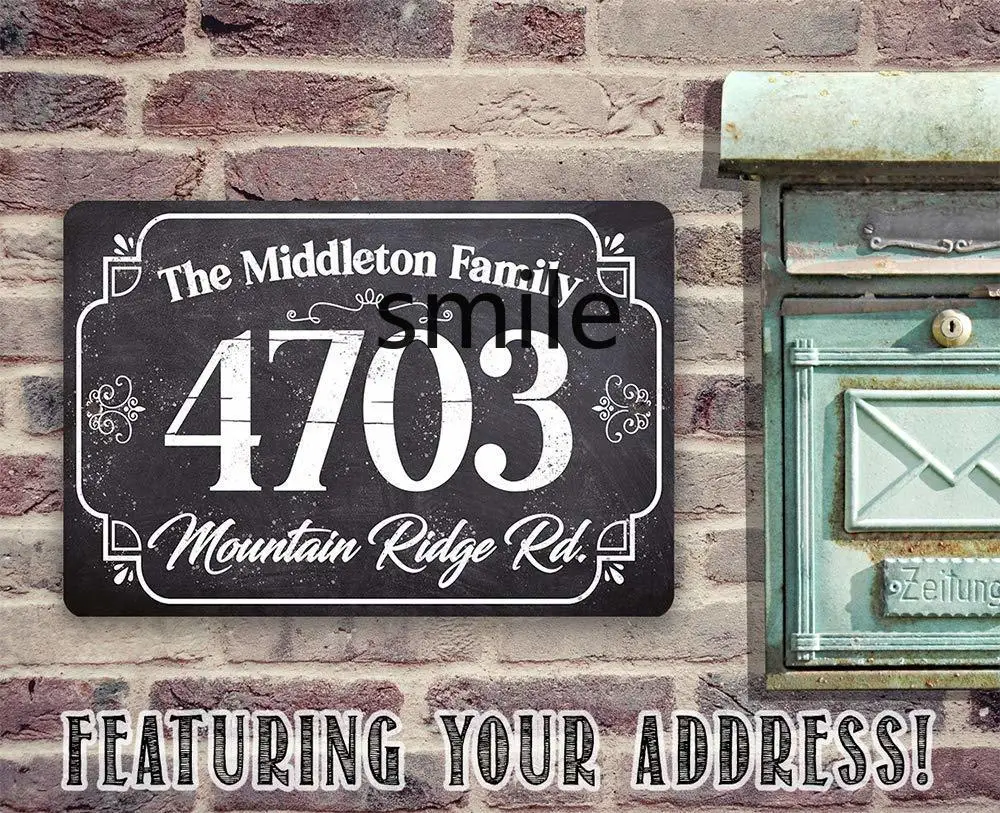 Персонализированный Металлический адрес табличка-прямоугольный прочный