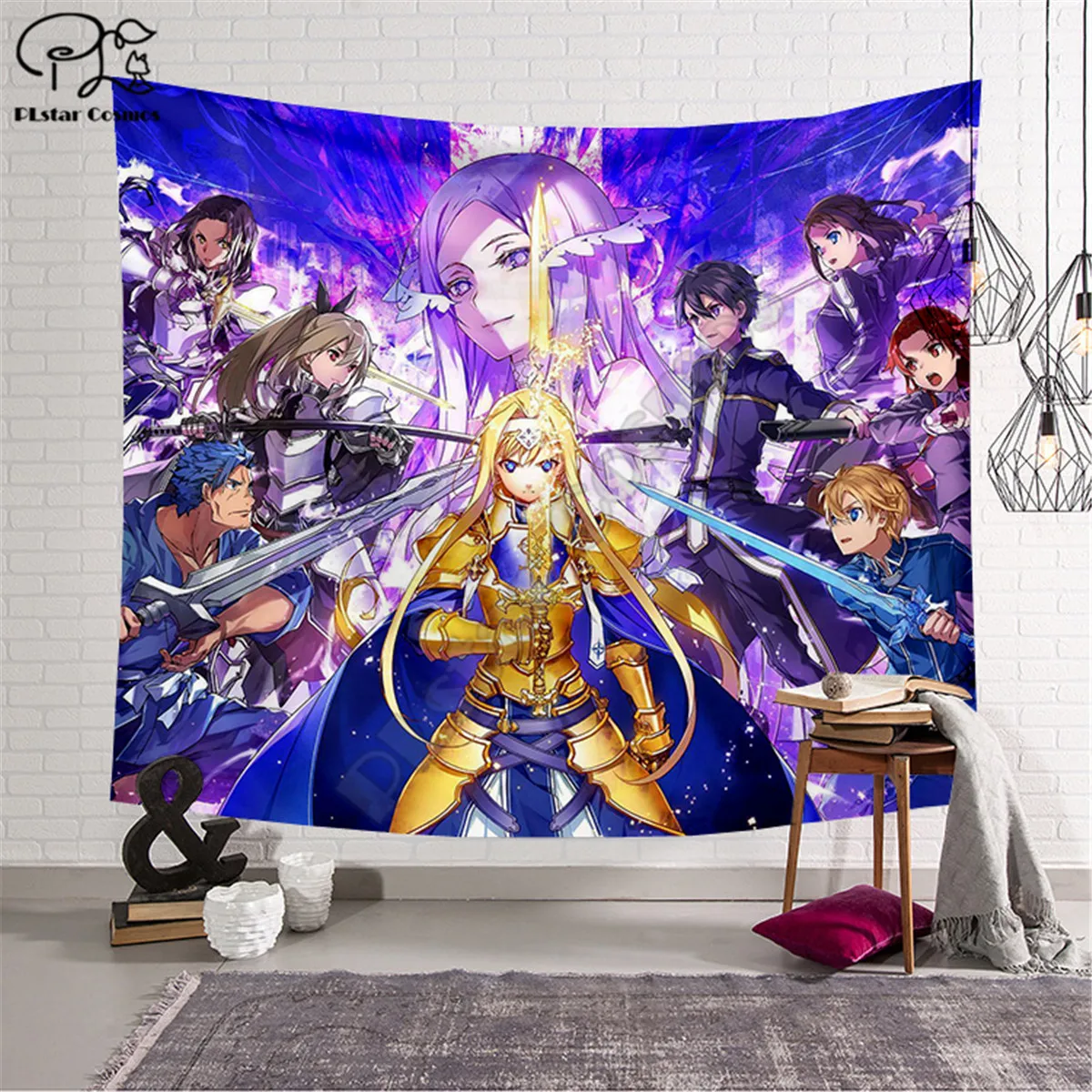 Меч искусство онлайн узор Забавный Мультфильм Одеяло гобелен 3D печать Tapestry