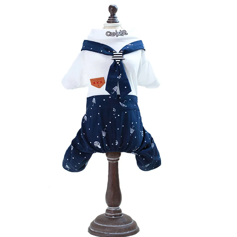 Pet Dog Dress Clothes for Small dog Fashion Cotton Dresses Puppy Clothing Navy Couple | Дом и сад