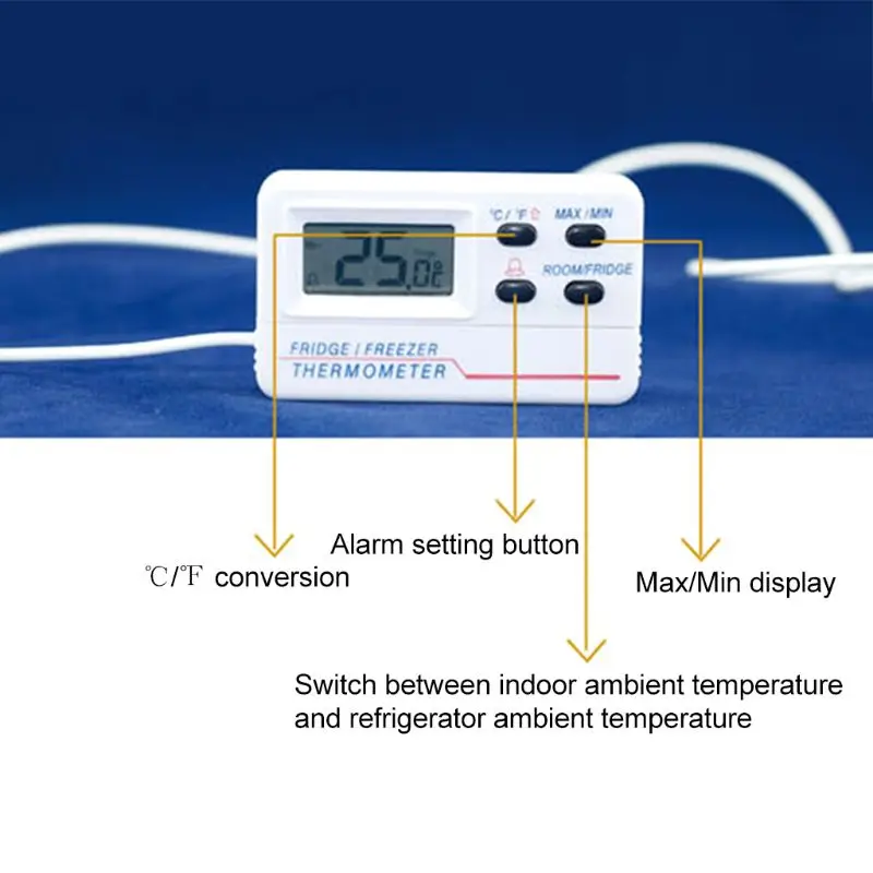 

-50C~70C for LCD Digital Refrigerator Freezer Temperature Thermometer Meter Alarm Sensor Tool