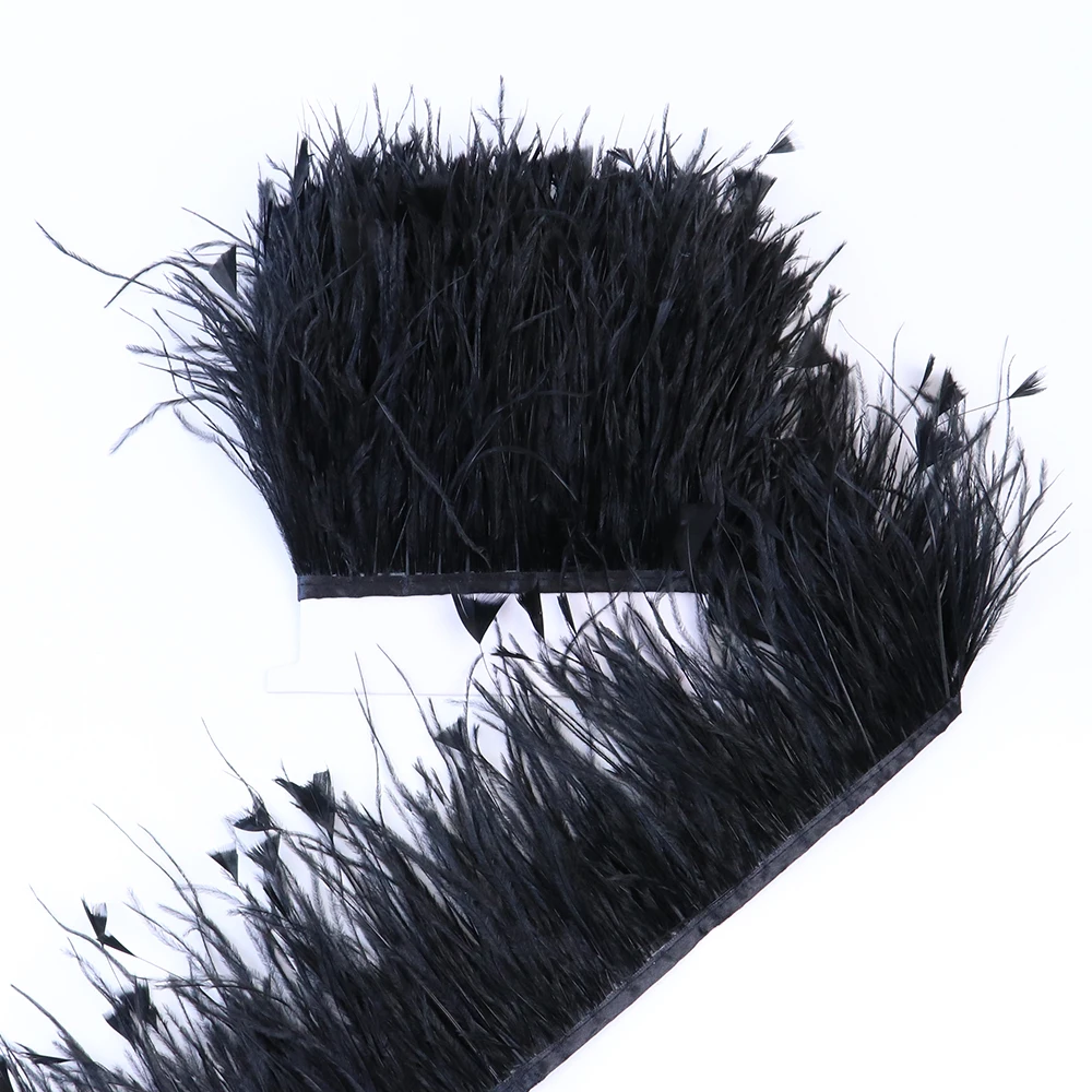 Adorno de plumas de avestruz de 4-6 pulgadas, borla de cinta para vestido, decoración artesanal de Plume, pavo negro y plumas de avestruz, de alta calidad