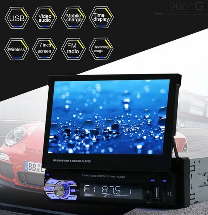 7 дюймовый стерео Bluetooth USB/AUX/SD сенсорный экран головное устройство 1DIN