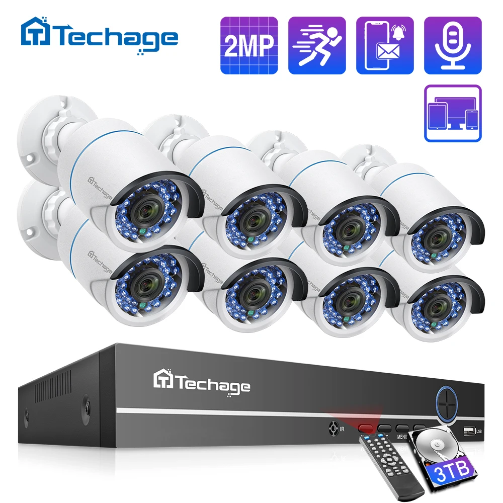[Распродажа] H.265 8CH 1080P 2.0MP POE NVR Kit безопасности Камера Системы аудио записи IP CCTV