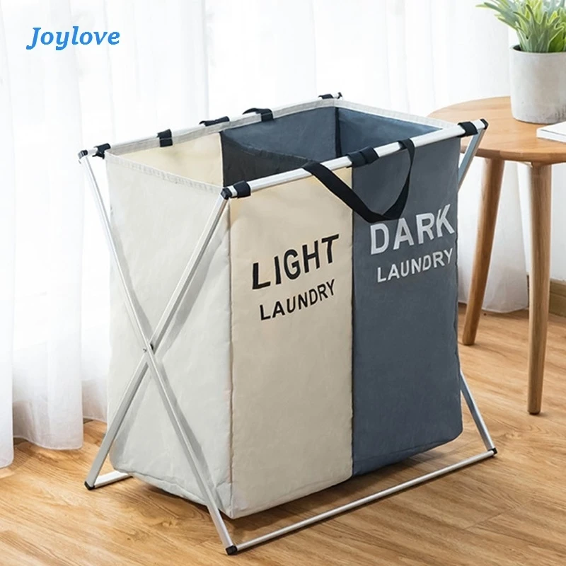 

Joylove X-shape Foldable Dirty Laundry Basket Organizer Collapsible Three Grid Home Laundry Hamper Sorter Laundry Basket Large