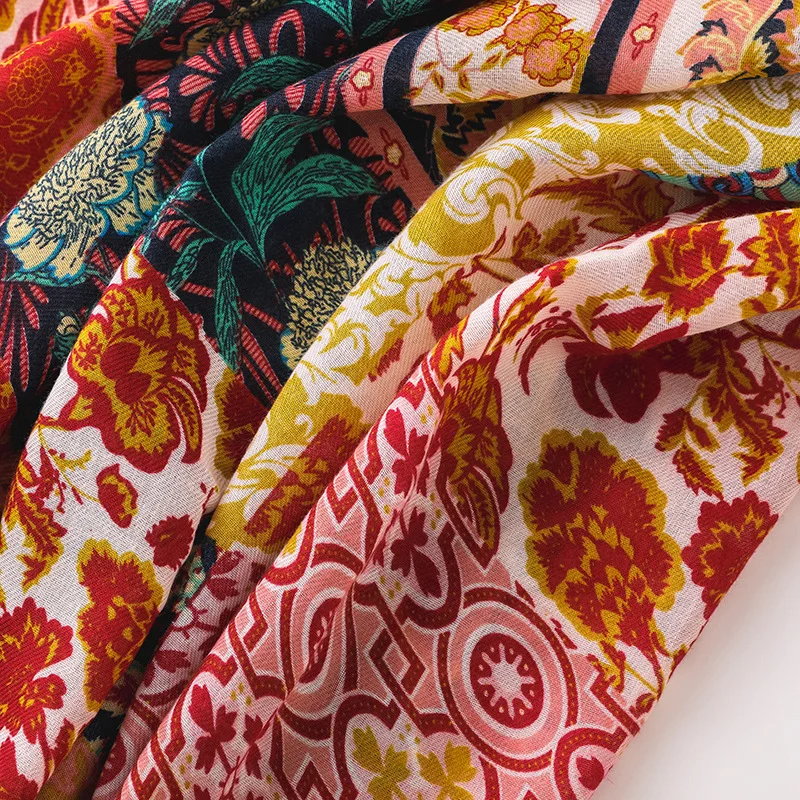 

Ethnic style summer beach towel Fashion cotton and linen scarf women sunscreen silk Scarves Winter print tassel dustproof shawl