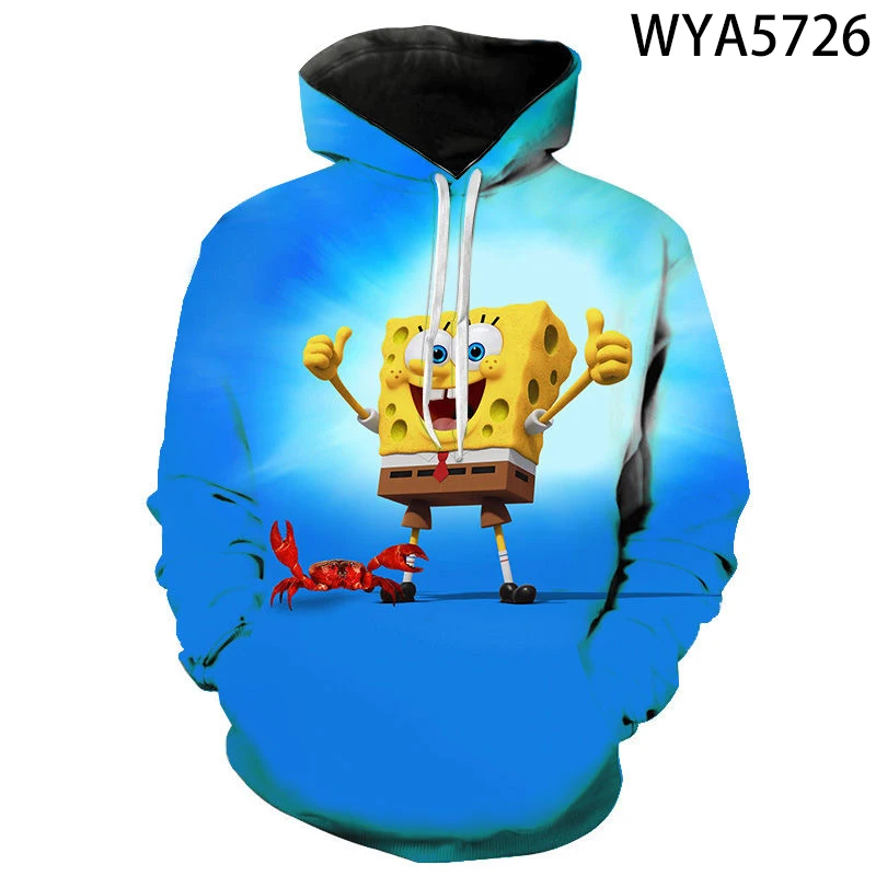 

Funny Kids Sponge Cartoon Character Printed 3D Hooded Sweatshirt Couple Jacket