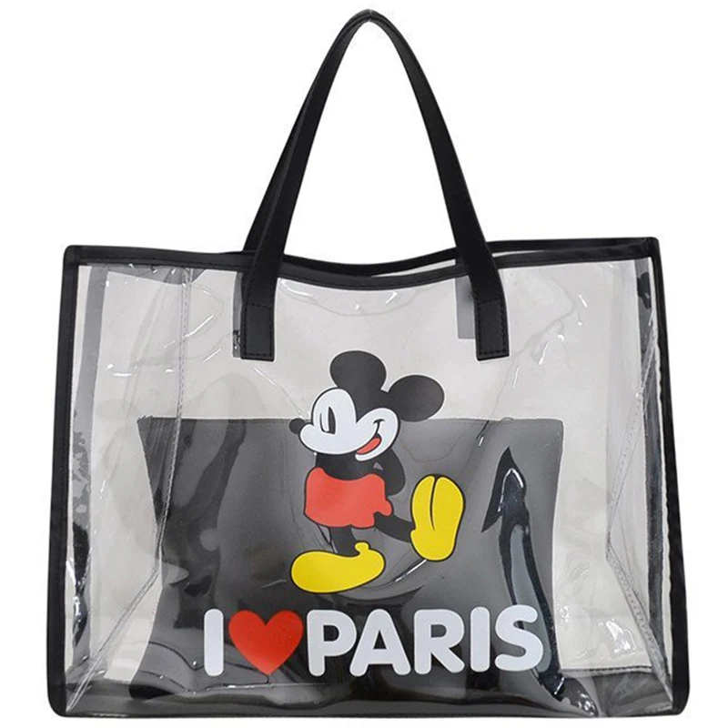 Disney 2/adet Mickey Mouse kompozit çanta kadın çantası şeffaf buzlu omuz kore PVC moda karikatür çanta yüksek kaliteli