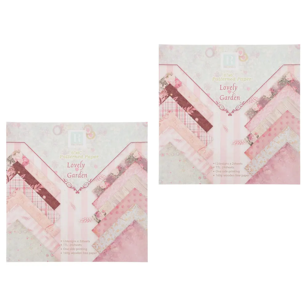 

2 Sets/48sheets Lovely Scrapbook Paper Pretty Paper One Side Prints Cardstock