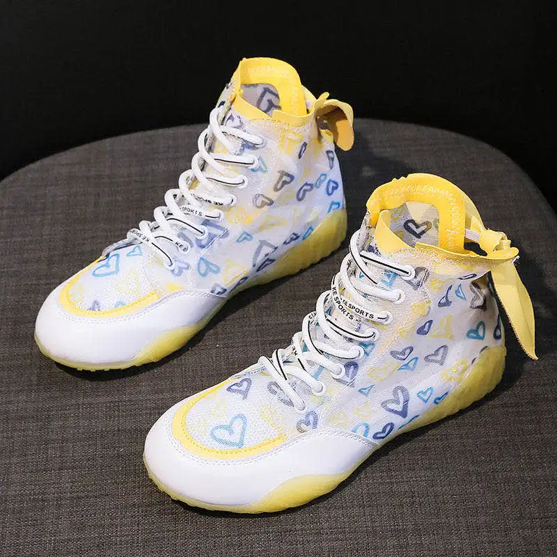 2020 Popular Women's flat Bottom High-Top Sports Boots Fashion Mesh Breathable Brand Comfortable Botas Camouflage | Спорт и