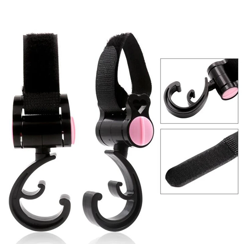 Juego de ganchos para cochecito de beb&eacute;, colgador duradero para bolsa de beb&eacute;, ganchos giratorios de 360 grados, accesorios para carrito, organizador de cochecito, 2 unids/set-1