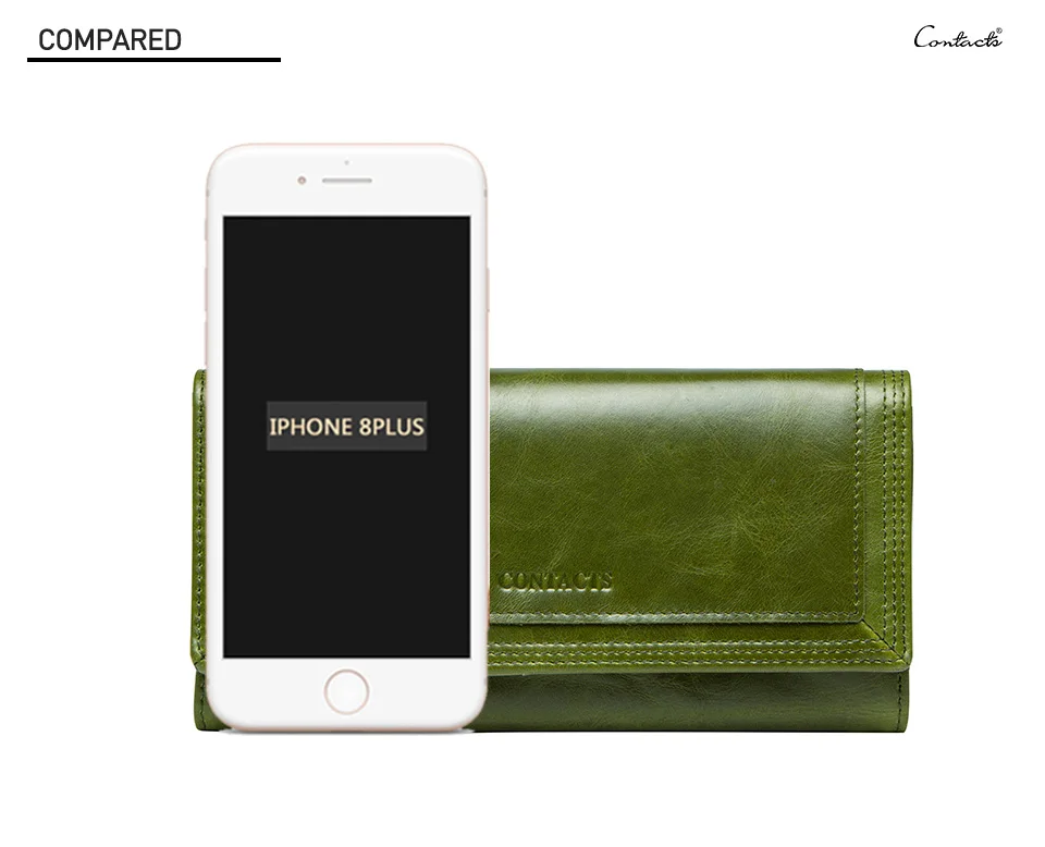 Contact's Fashion Women Wallets With Card Holder Genuine Leather Long Clutch Brand Design Female Coin Purses Cell Phone Pocket