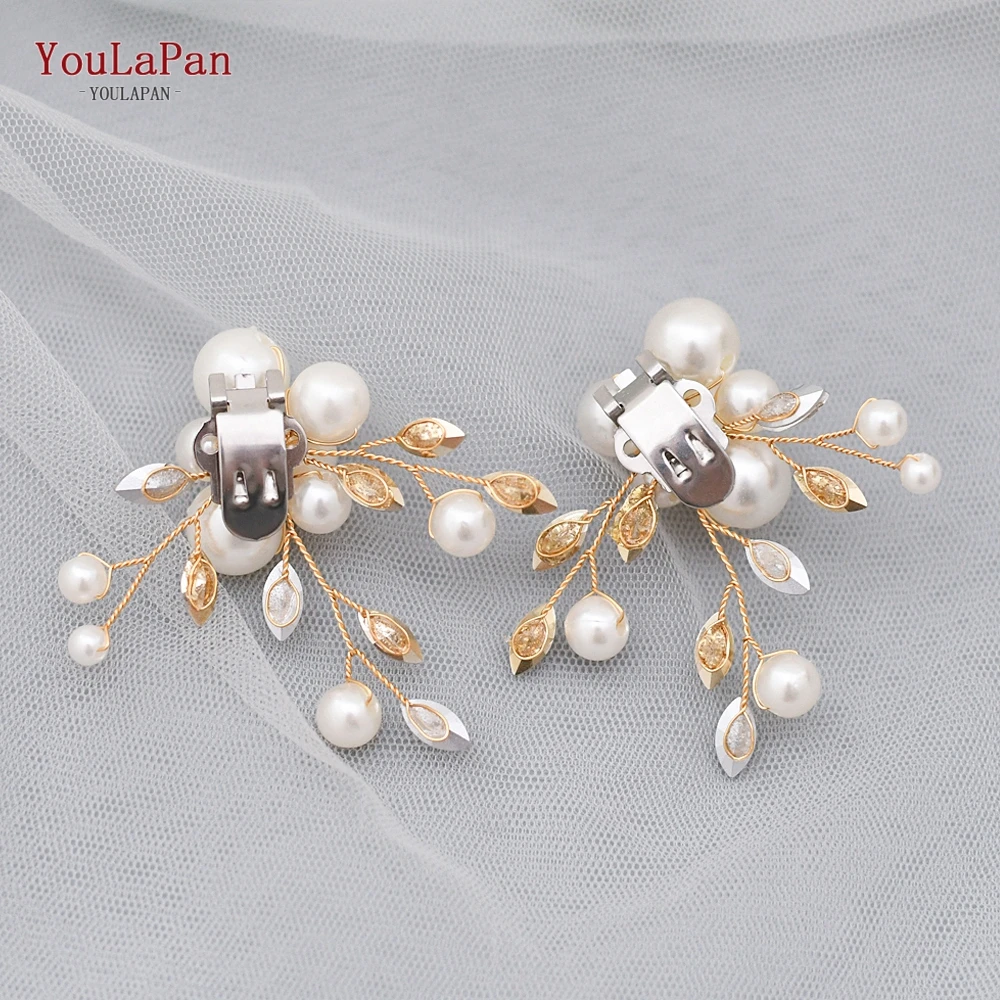 

YouLaPan X24 Beautiful Rhinestone Pearl Shoes Clips Flower Opal Diamond Shoe Buckle for Wedding Party Handmade Bridal Accessory