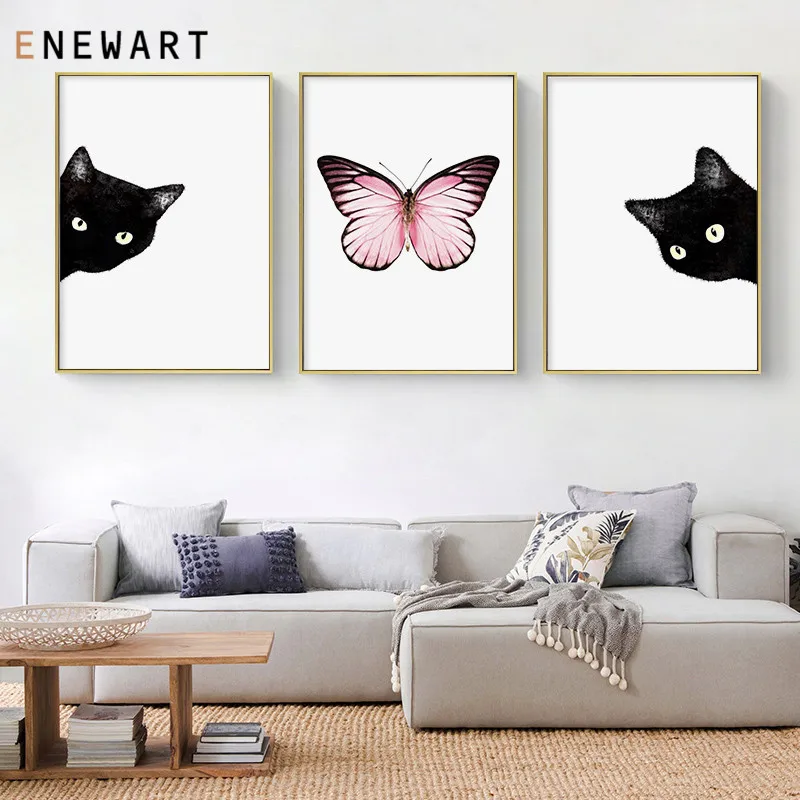 Картина на холсте с изображением бабочек в скандинавском стиле Симпатичные