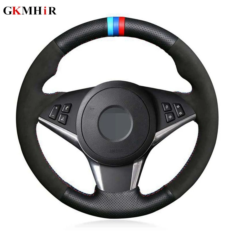 

Black Genuine Leather Hand-stitched Car Steering Wheel Cover for BMW E60 E61 (Touring) 530d E63 2003-2010 E64 2004-2010